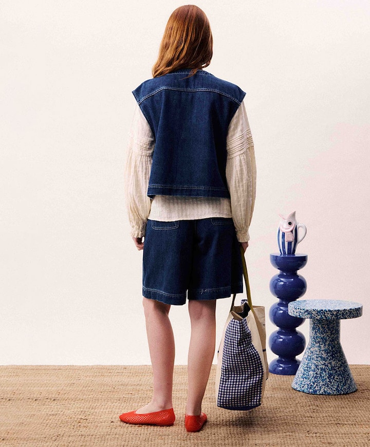 Dames gilet blauw