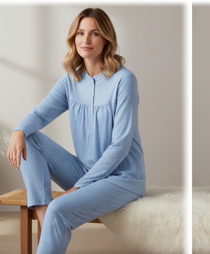 Dames pyjamaset blauw