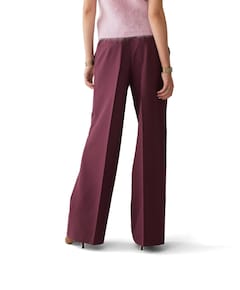 Trousers wide legs foam uni dames broek bordeaux