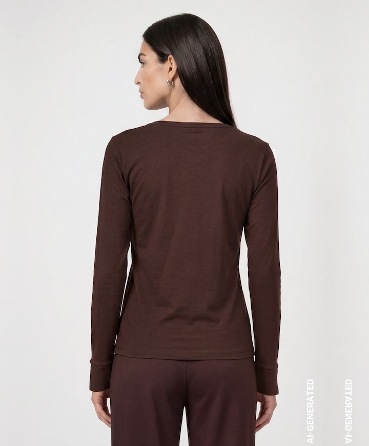 Dames longsleeve bruin