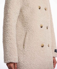 Faux-fur dames winterjas beige