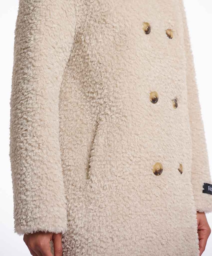 Faux-fur dames winterjas beige