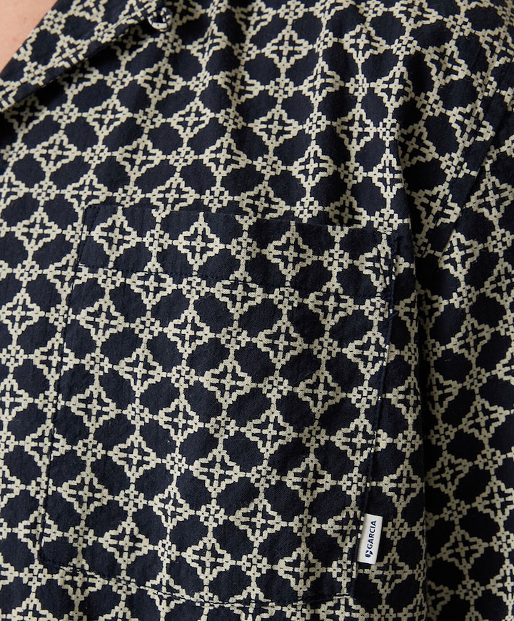 Heren overhemd korte mouw blauw