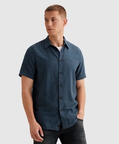 Heren overhemd korte mouw blauw