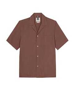 Heren overhemd korte mouw bruin