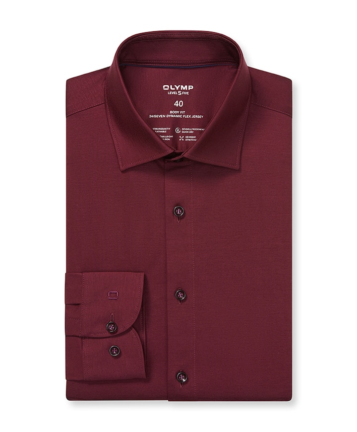 Overhemd lange mouw bordeaux