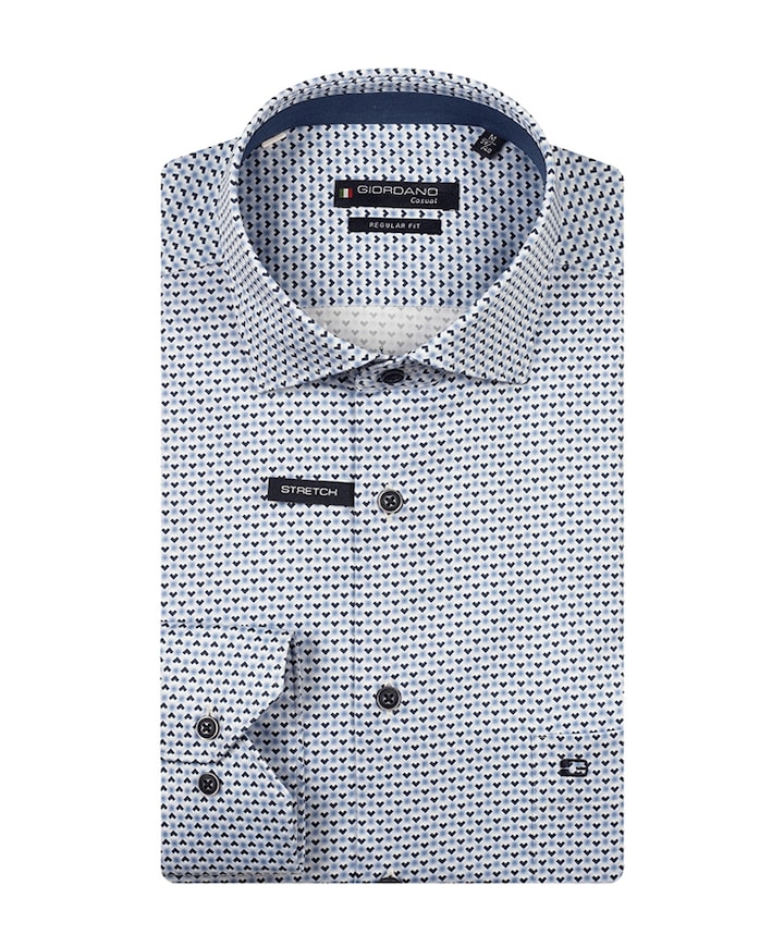 Heren overhemd lange mouw blauw