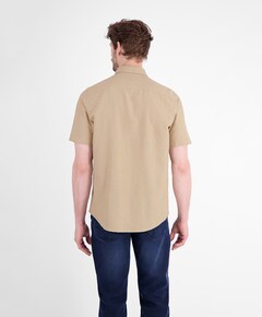 Heren overhemd korte mouw beige