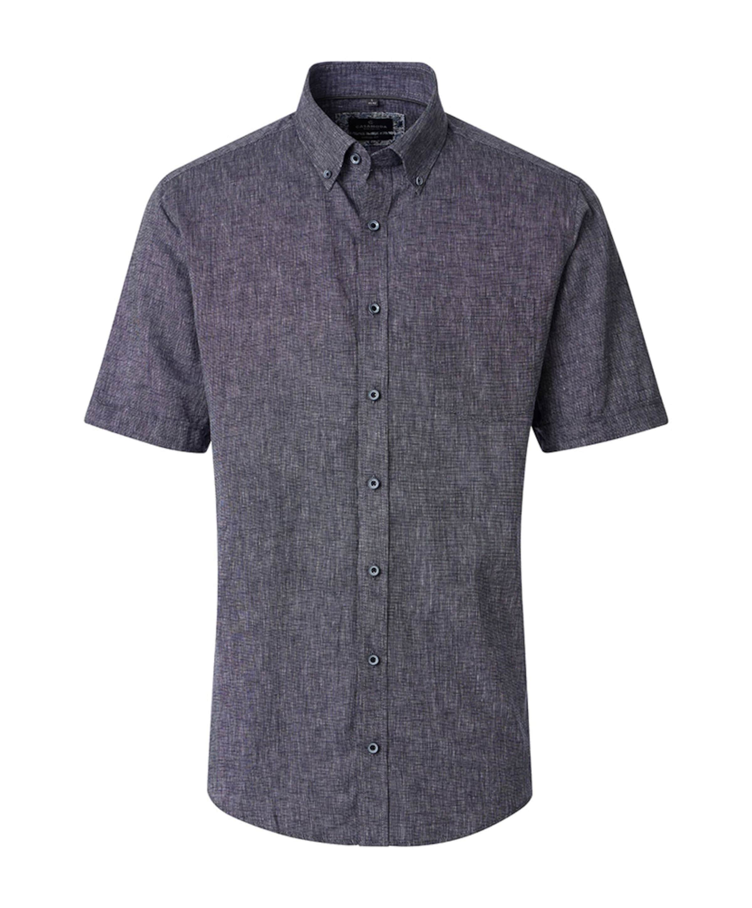 Heren overhemd korte mouw blauw