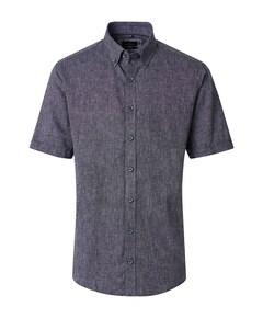 Heren overhemd korte mouw blauw