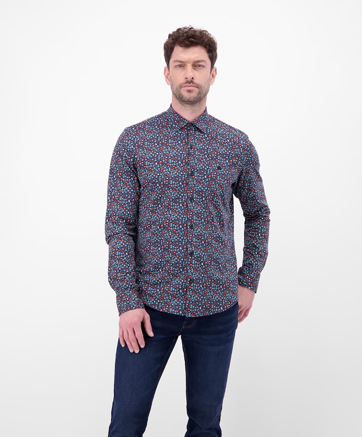 Heren overhemd lange mouw rood