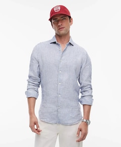 Heren overhemd lange mouw blauw