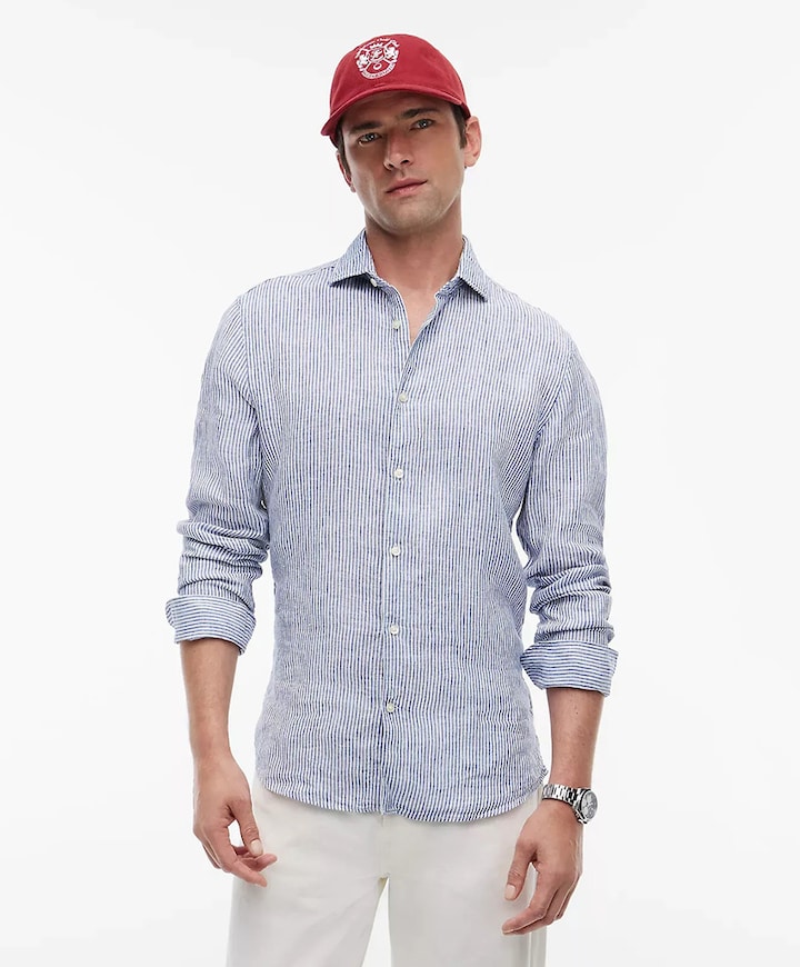 Heren overhemd lange mouw blauw