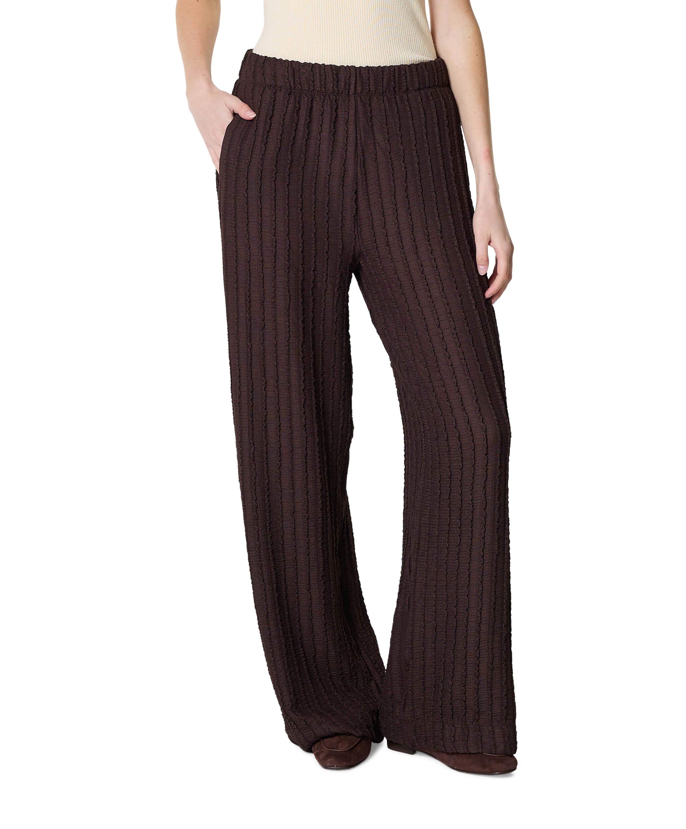 Structuur dames broek bruin