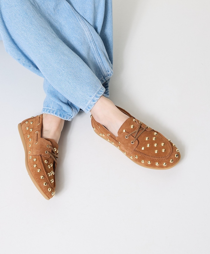 Latty big studs dames mocassins bruin