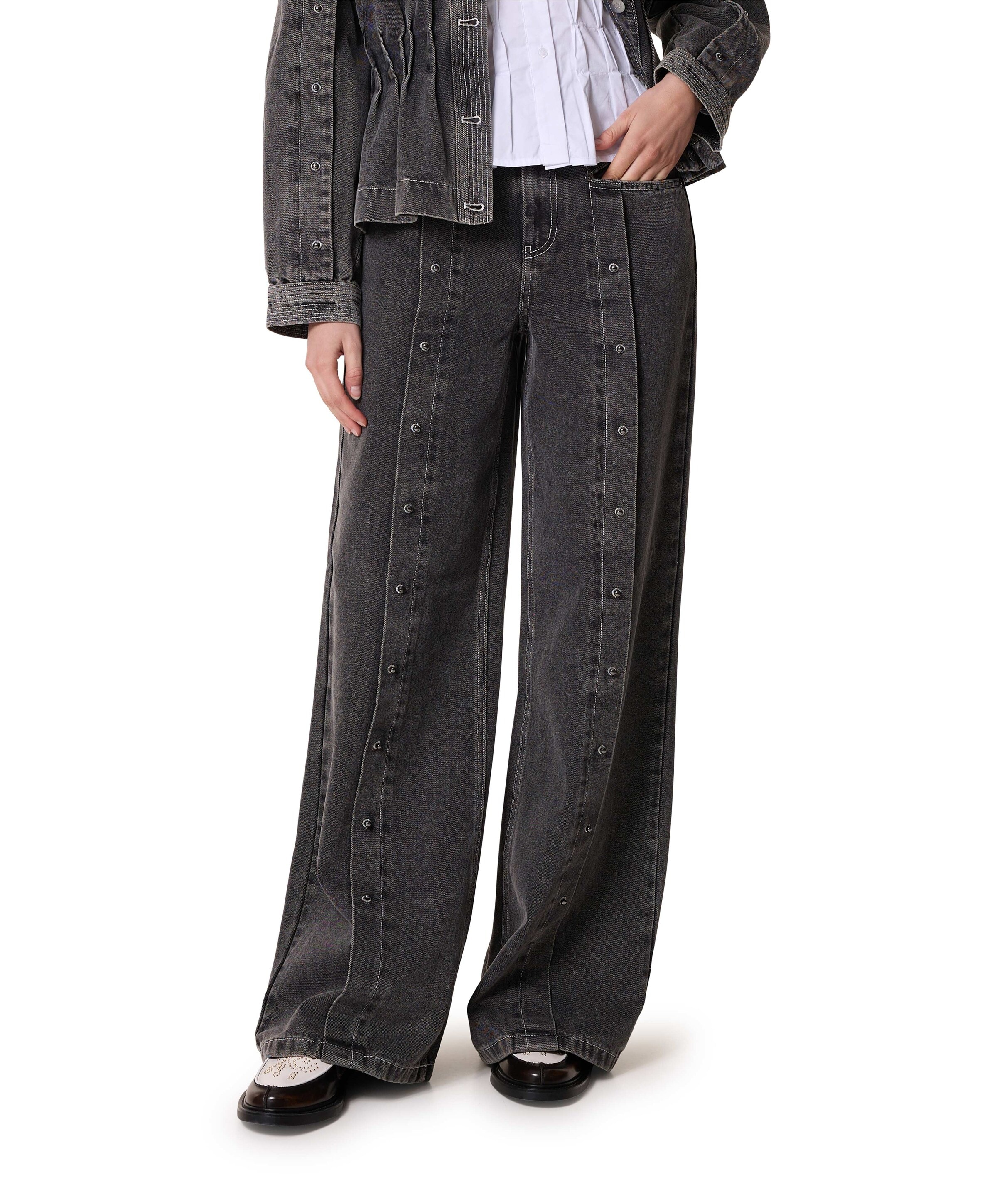 KellanCC Button LL Jeans dames broek grijs