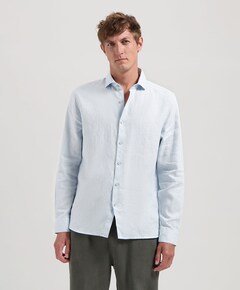 Heren overhemd lange mouw blauw