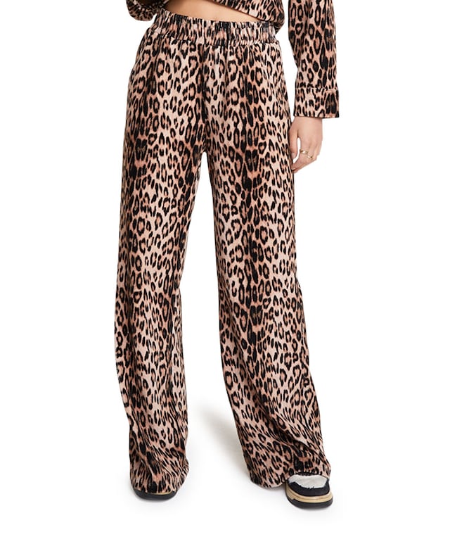 Leopard velvet pants broek beige