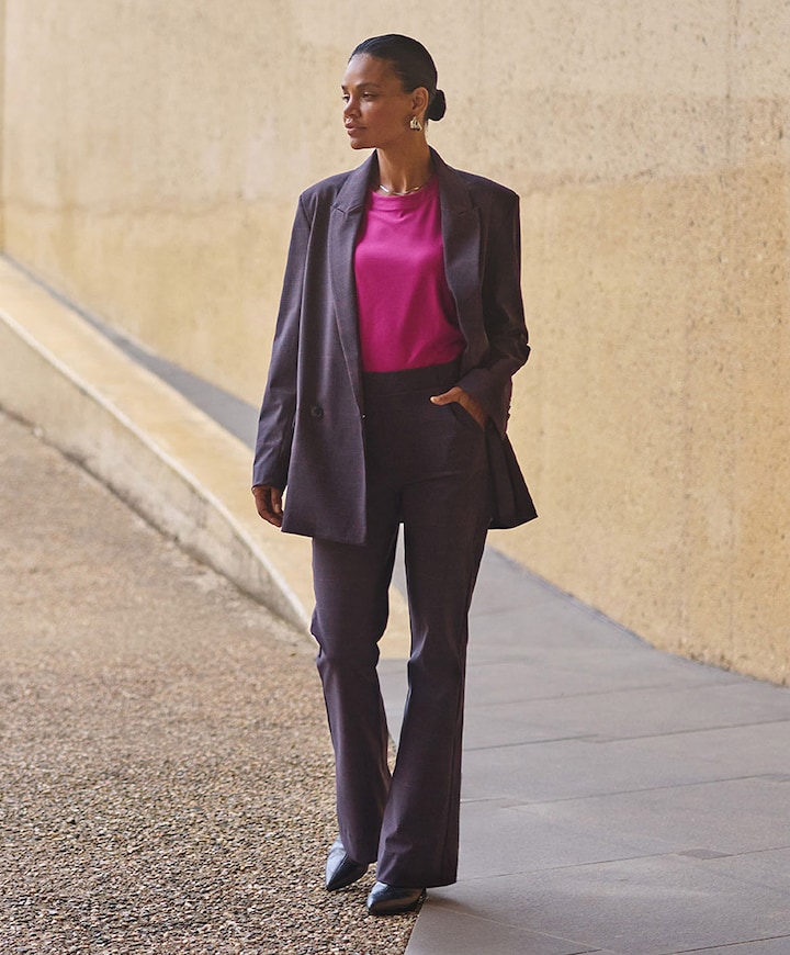 Flair check broek grijs