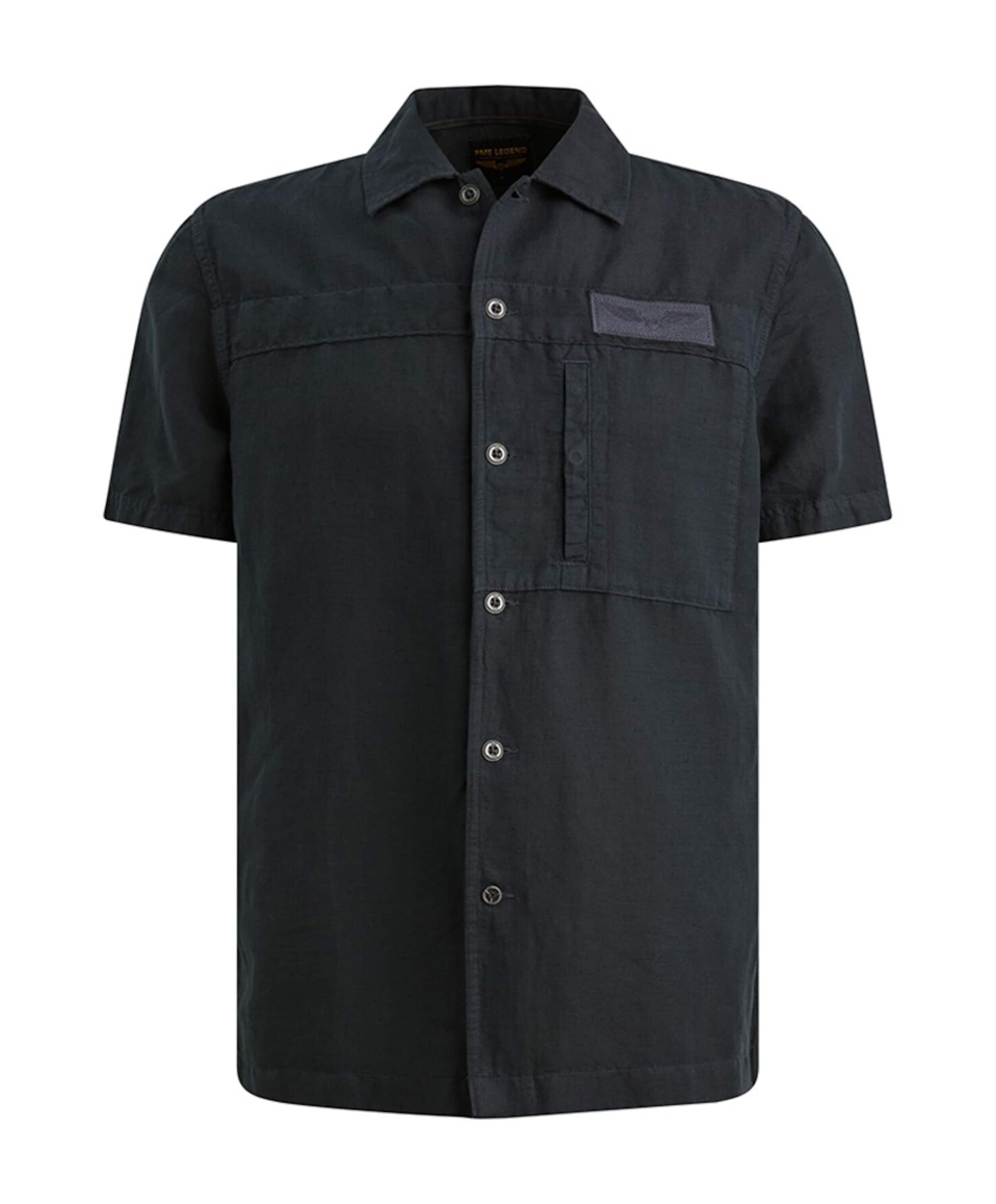 Heren overhemd korte mouw blauw