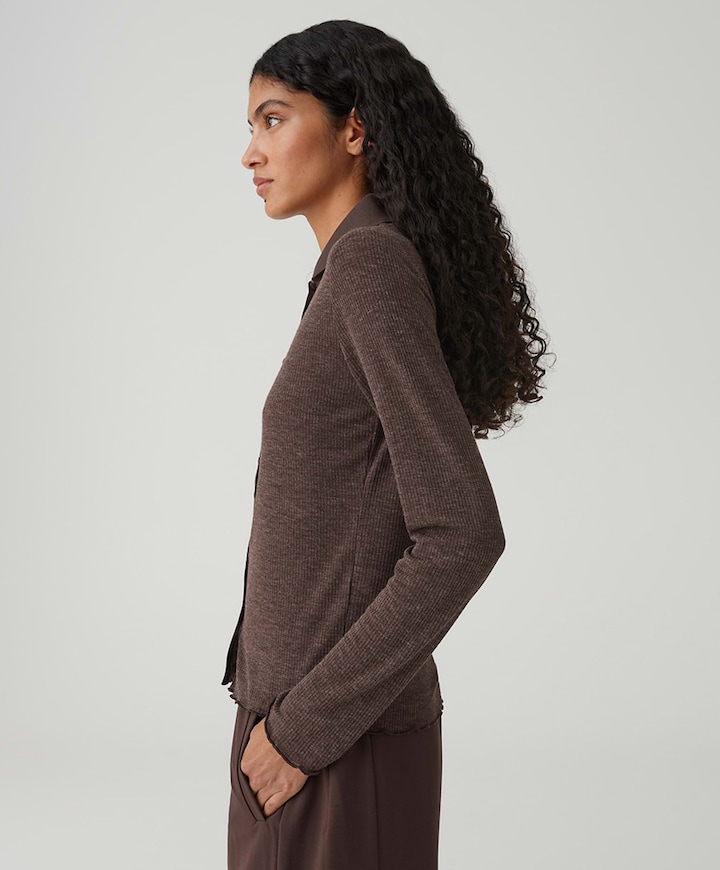 Dames longsleeve bruin