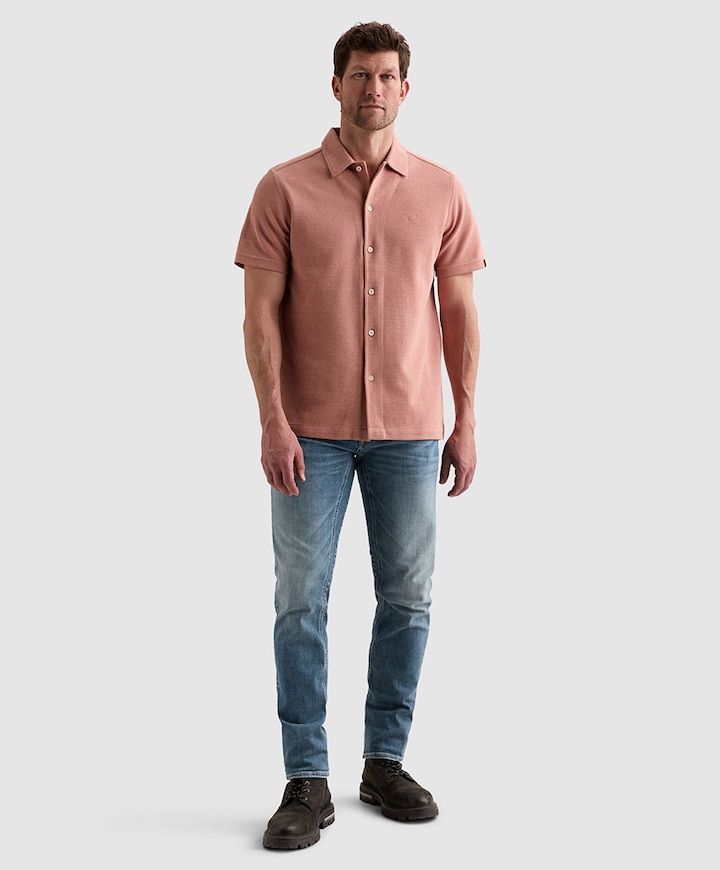 Heren overhemd korte mouw roze