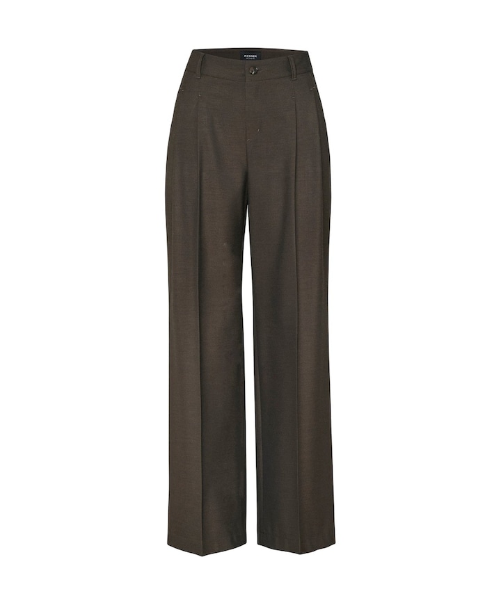 Mara Wide Leg Pleat dames broek bruin