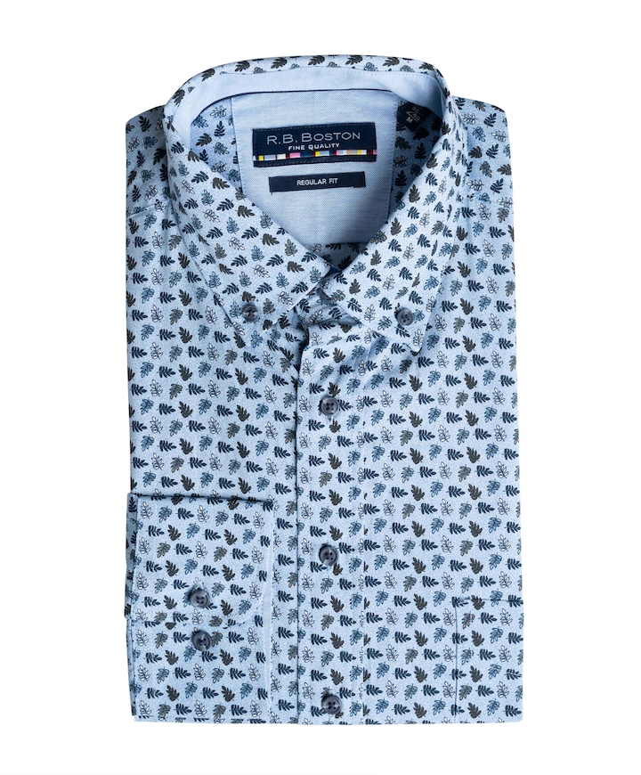 Heren overhemd lange mouw blauw