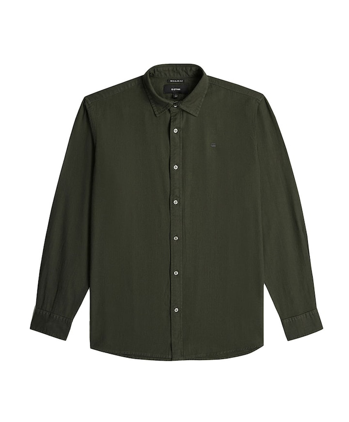 Heren overhemd lange mouw groen