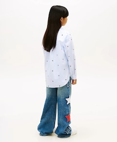 Meisjes blouse lange mouw blauw