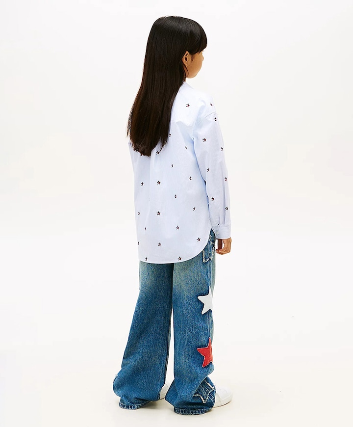 Meisjes blouse lange mouw blauw