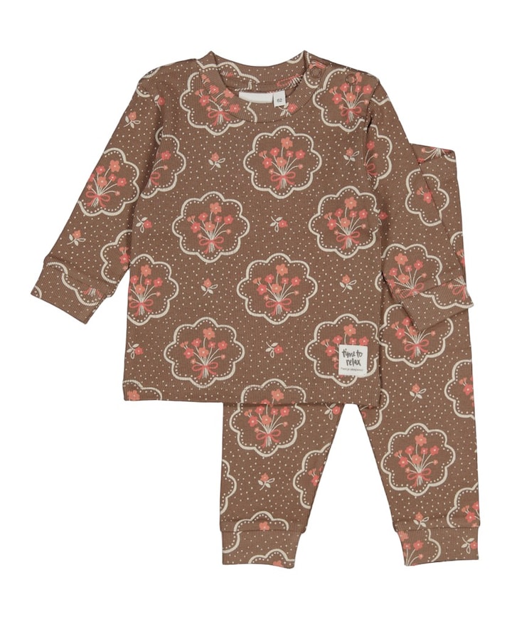 Uniseks pyjamaset bruin