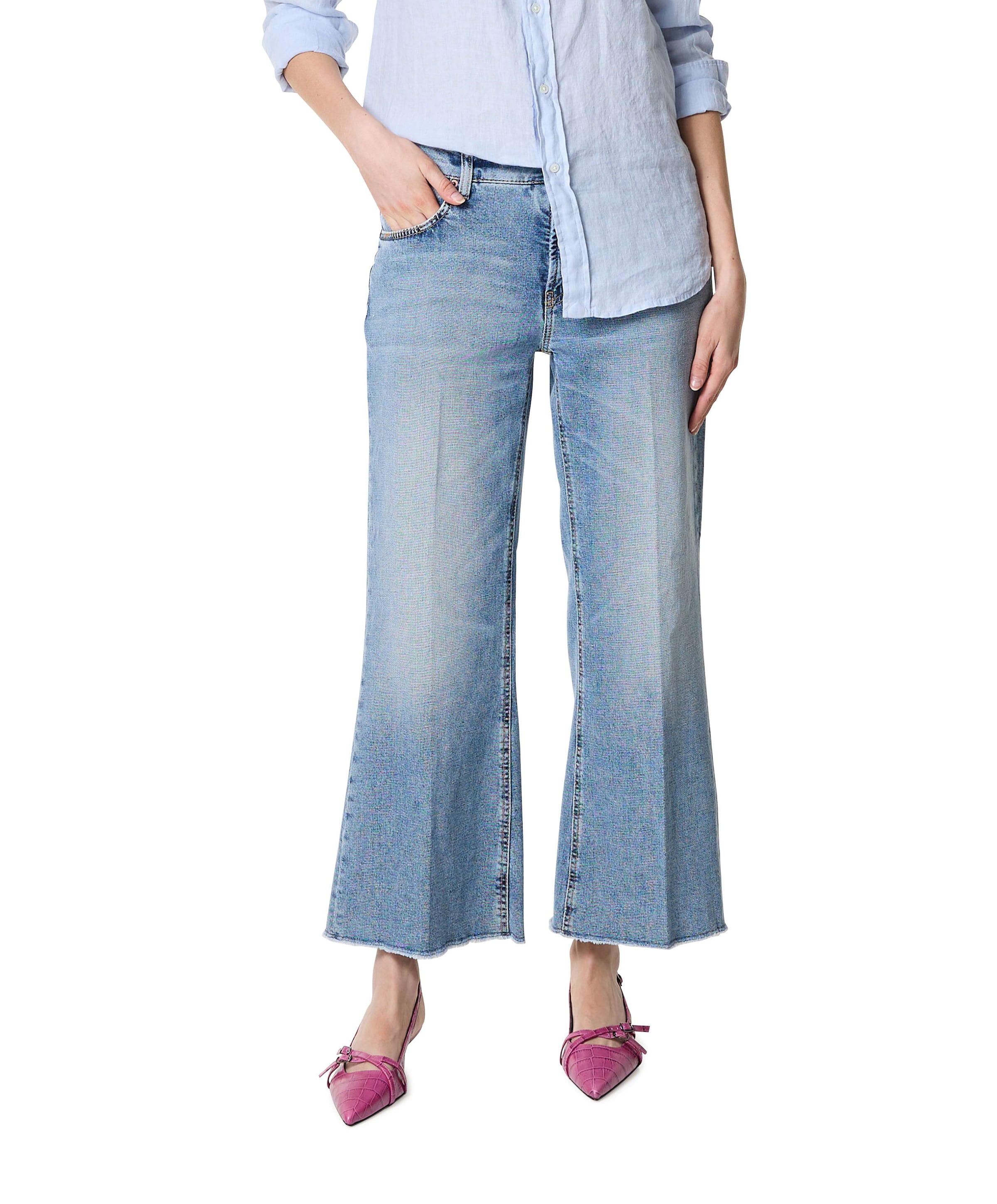 Felina cropped dames jeans blauw