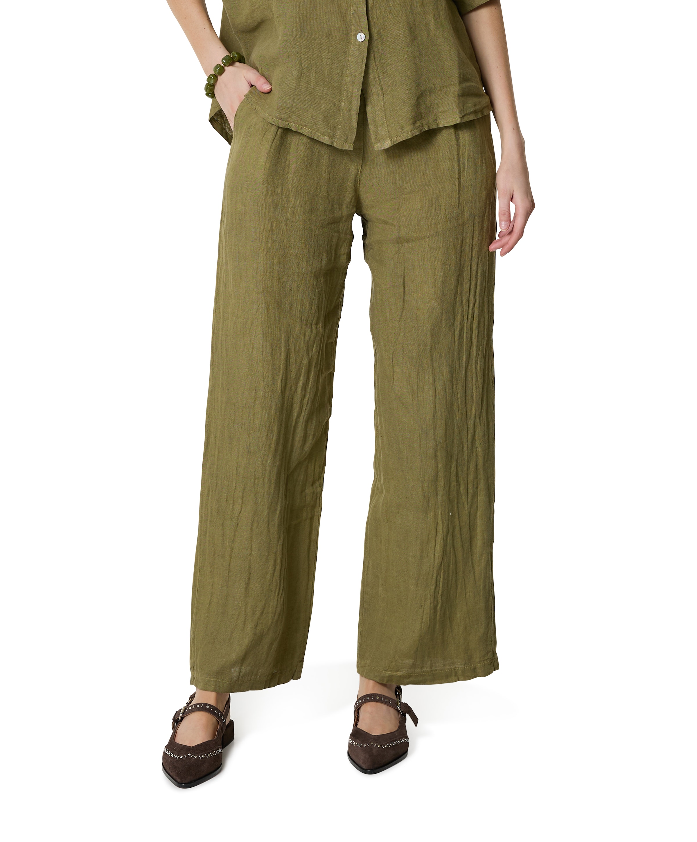 Liva Solid dames broek groen