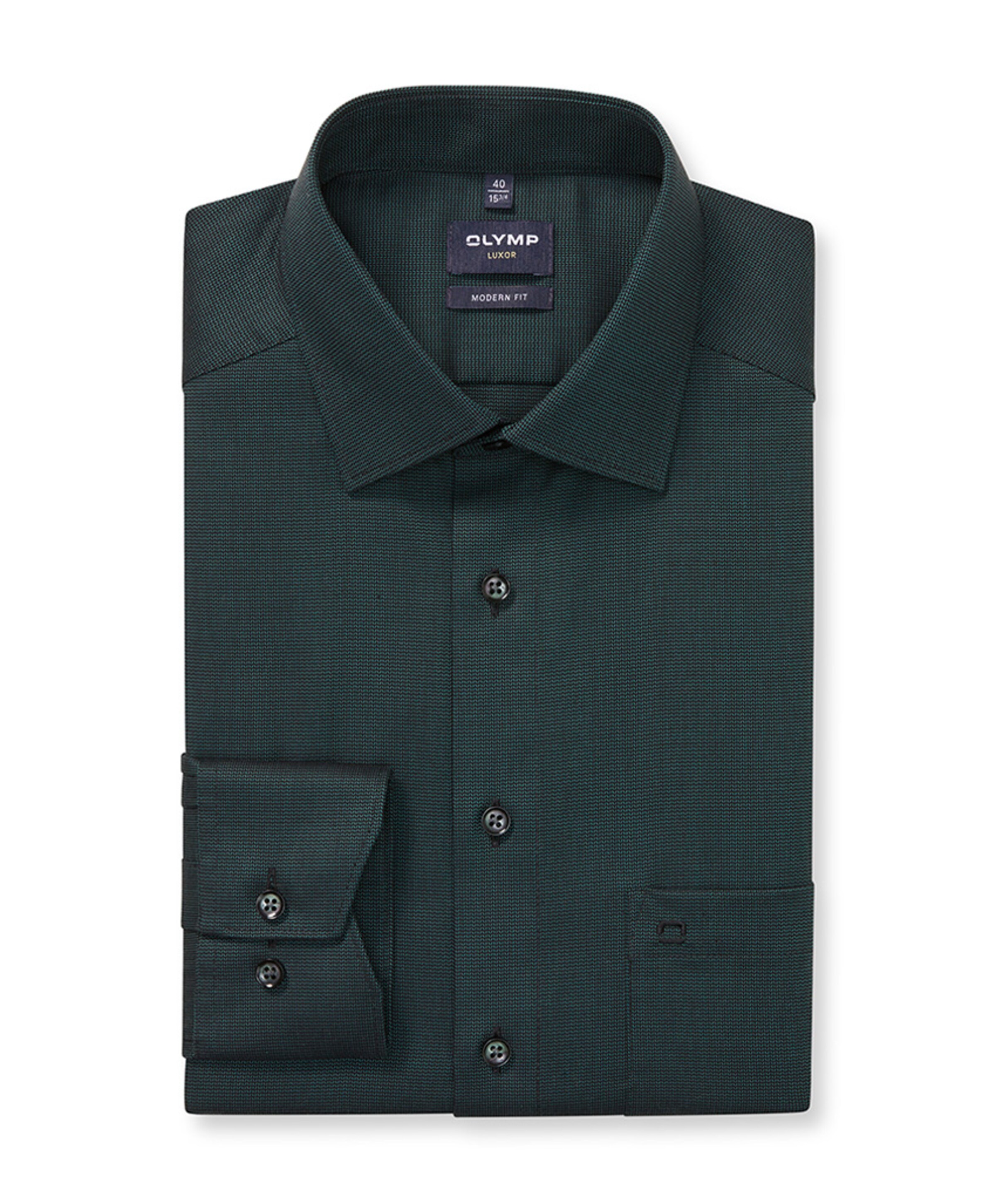 Heren overhemd lange mouw groen