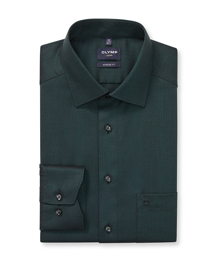 Heren overhemd lange mouw groen