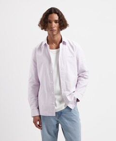 Heren overhemd lange mouw paars