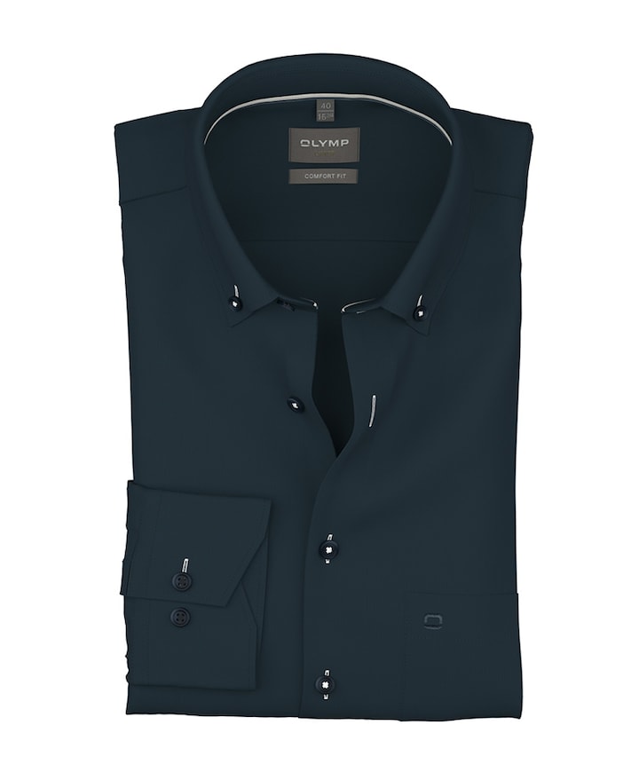 Heren overhemd lange mouw blauw