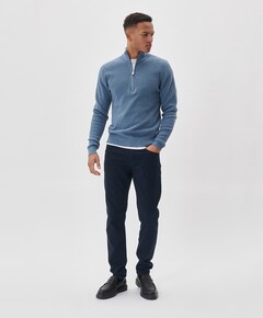 Heren trui met rits blauw