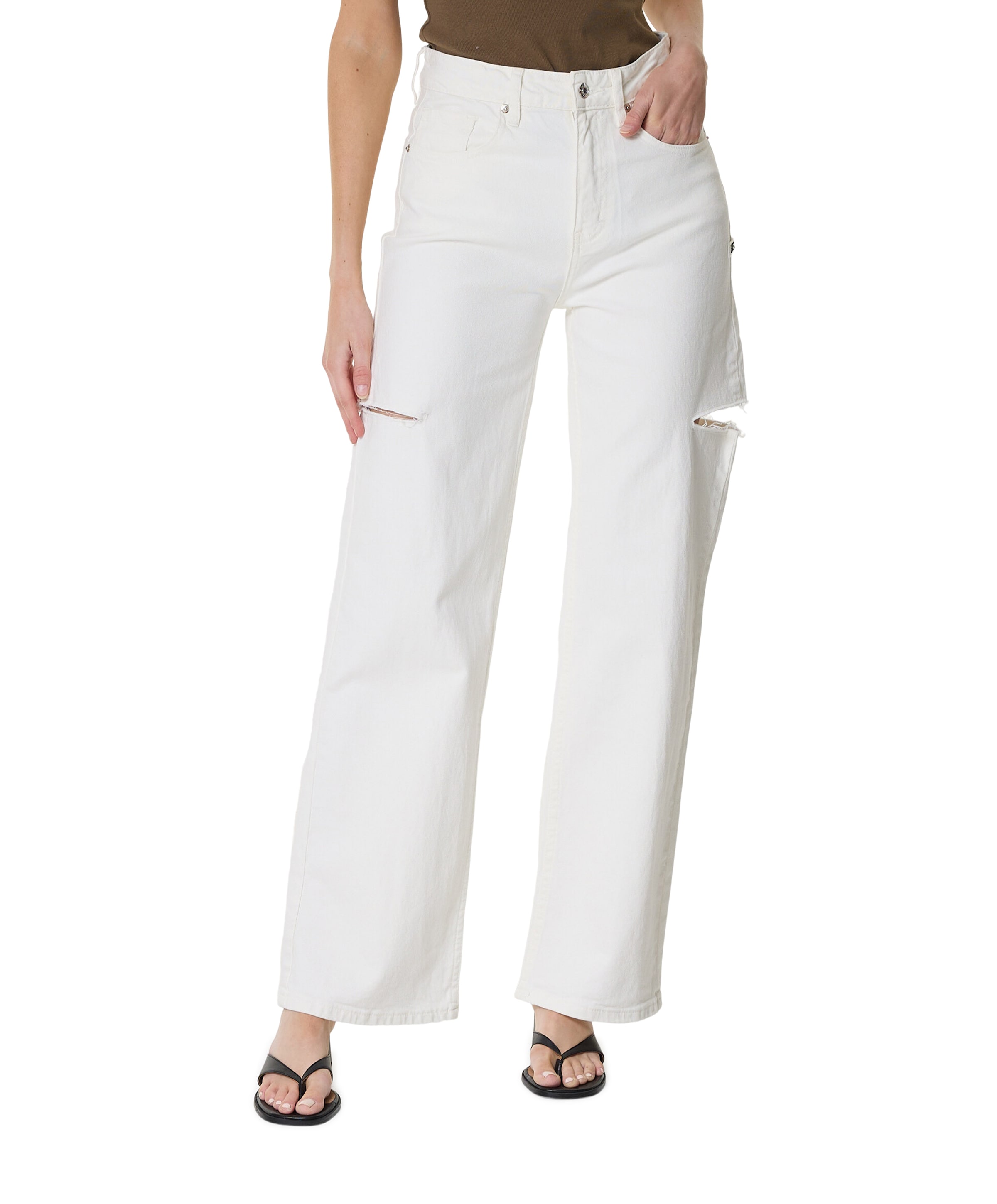 June Wide Leg dames jeans ecru