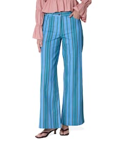 Leroy striped twill dames broek blauw