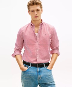 Heren overhemd lange mouw rood