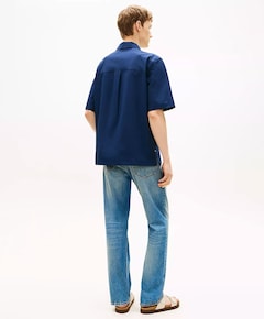 Heren overhemd korte mouw blauw