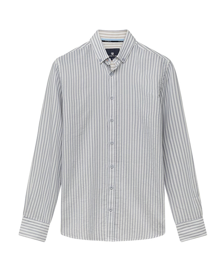 Heren overhemd lange mouw blauw