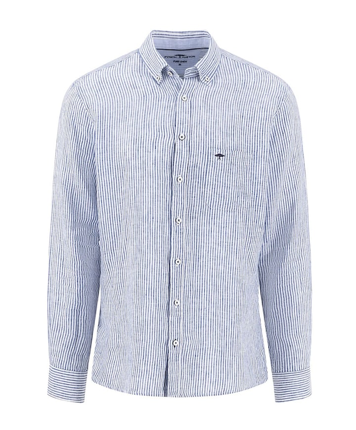 Heren overhemd lange mouw blauw