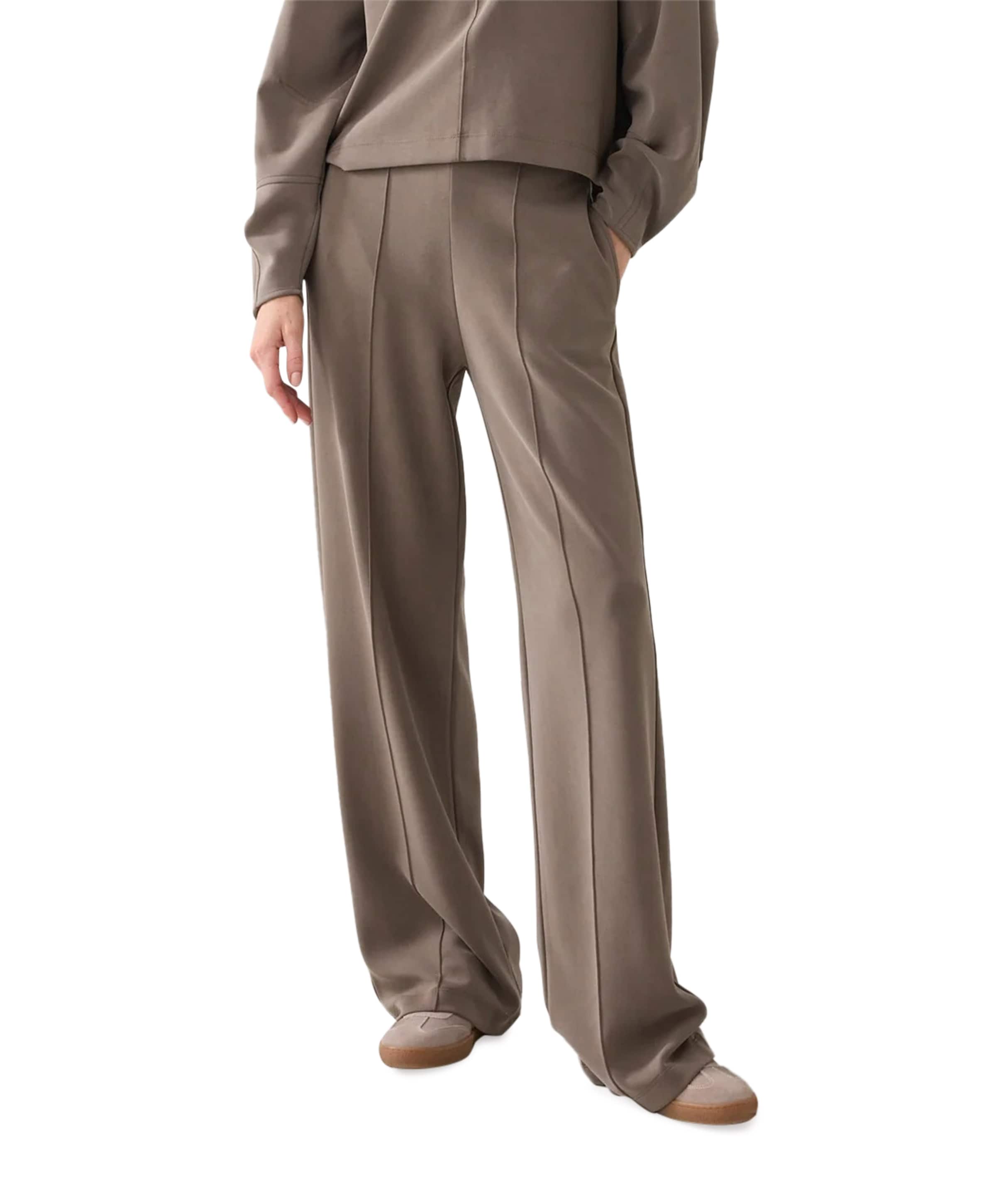 Wide leg washed scuba broek groen