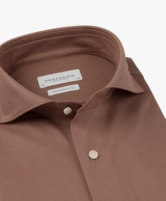 Heren overhemd lange mouw bruin