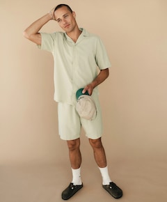 Heren overhemd korte mouw groen