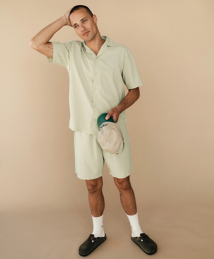 Heren overhemd korte mouw groen