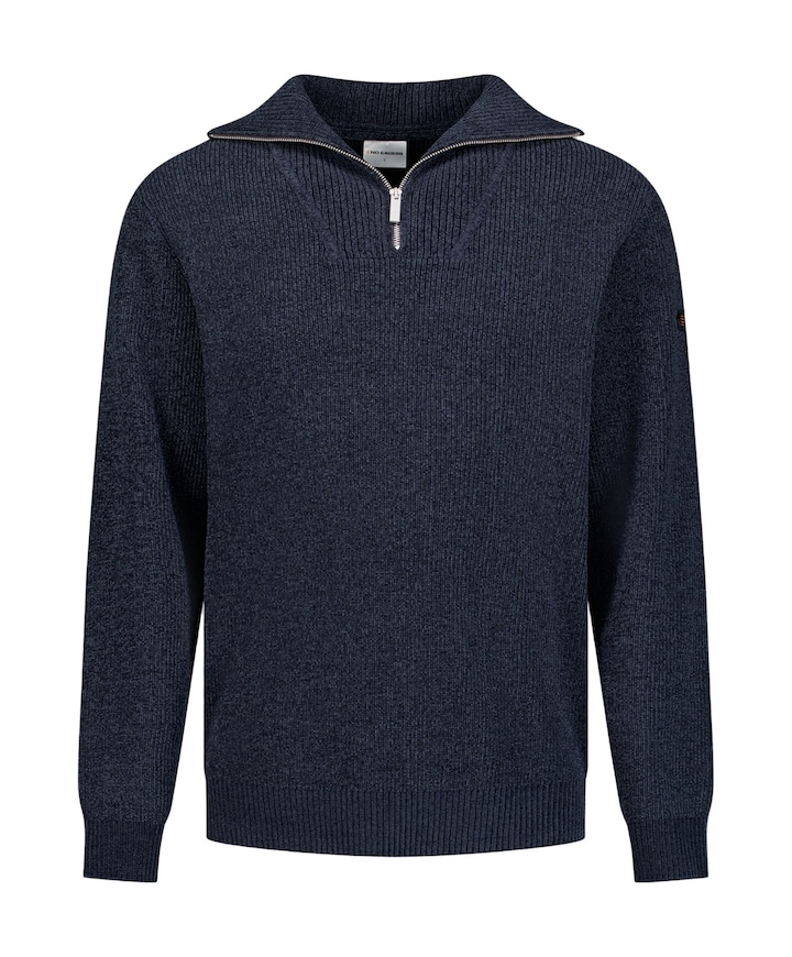 Heren trui met rits blauw